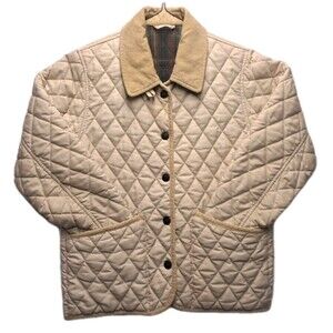 John Partridge Reversible Jacket Women's XXS Yellow Quilted Corduroy Collar EUC